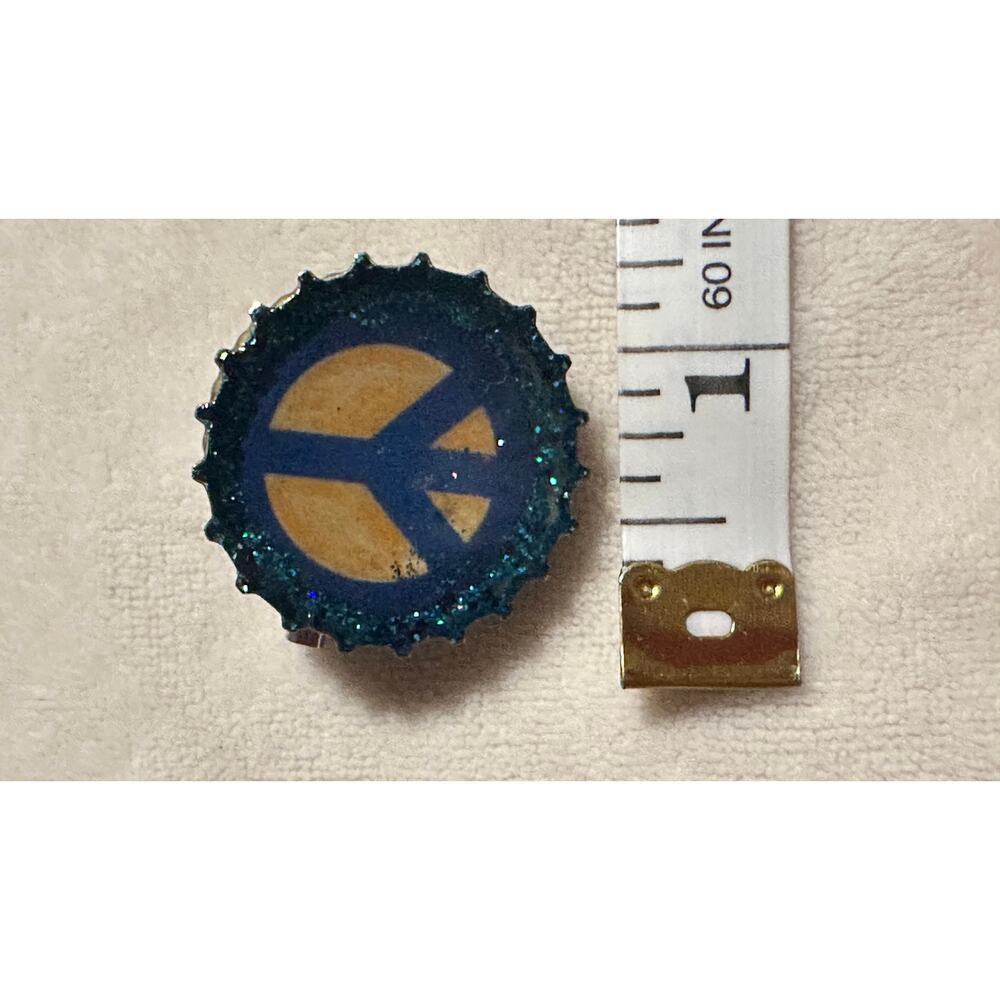 Peace Sign Bottle Cap Pin